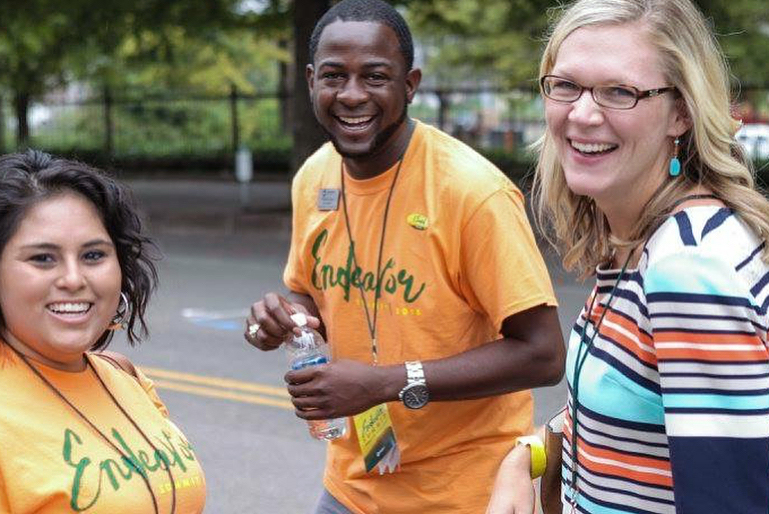 happy people at an event